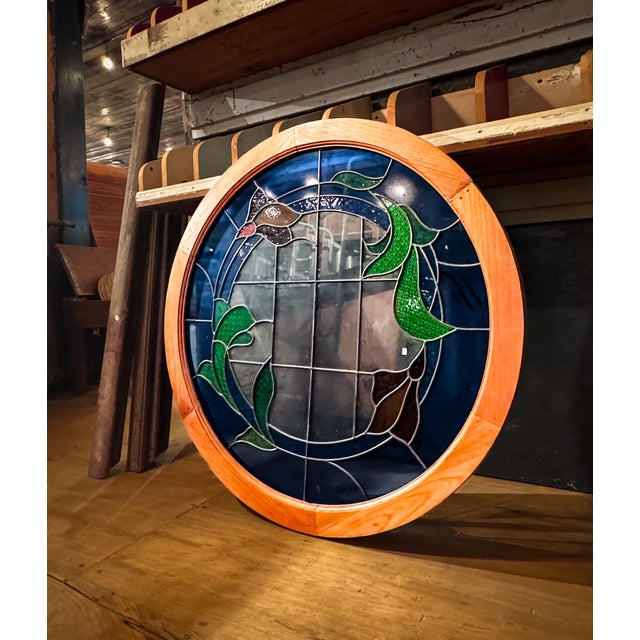 Glass Large Round Stained Glass Window For Sale - Image 7 of 15