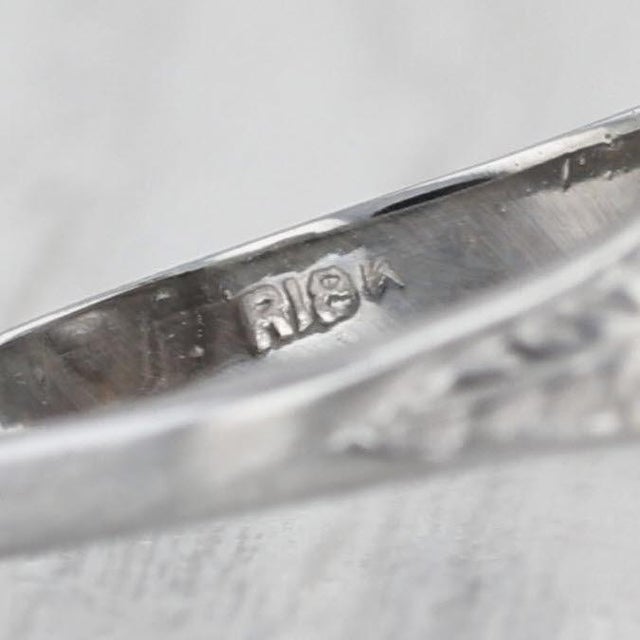 1920s 0.18ct Art Deco Diamond Star Ring 18k White Gold Size 7.25 Ornate Hand Finished For Sale - Image 5 of 8