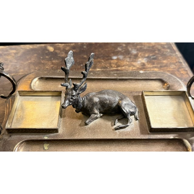 1910s Edwardian English Epns Stag Double Inkwell by Deakin & Adams For Sale - Image 5 of 14