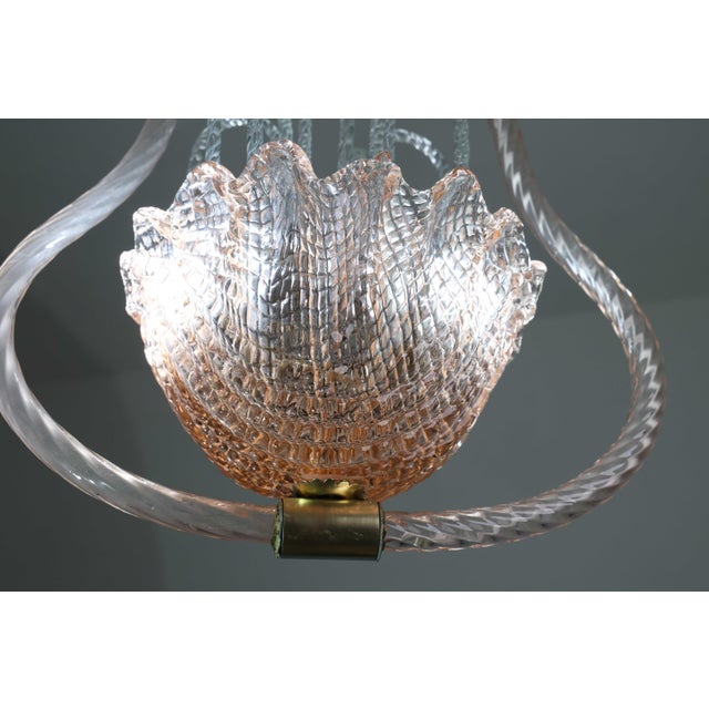 1950s Charming Pink and Trasparent Murano Glass Chandelier by Barovier E Toso For Sale - Image 11 of 16