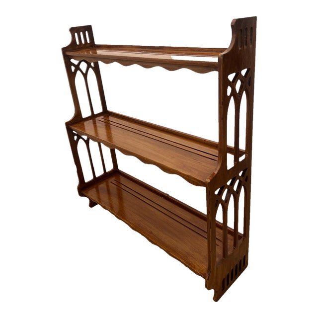 Antique Walnut Plate Shelf Small Book Display Free Standing or Wall Mount For Sale