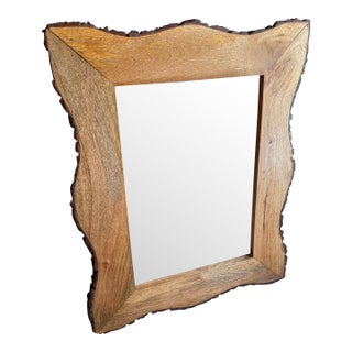 Large Handcrafted India Maplewood Wall Hanging Mirror 22x29 For Sale