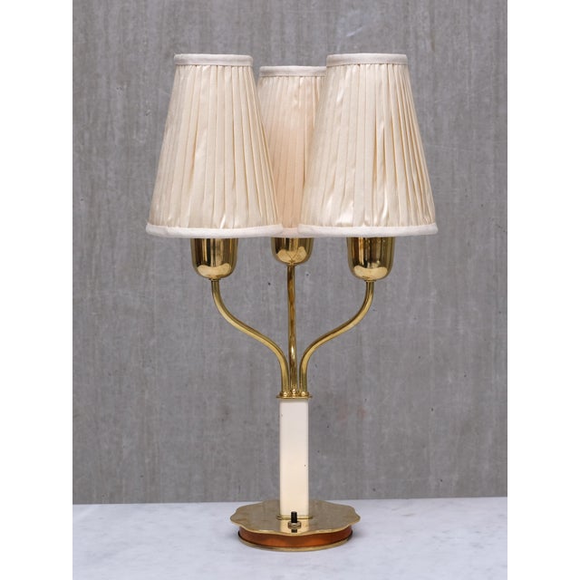 1940s Brass Model 15484 Table Lamp by Harald Notini for Böhlmarks, Sweden, 1940s For Sale - Image 5 of 14