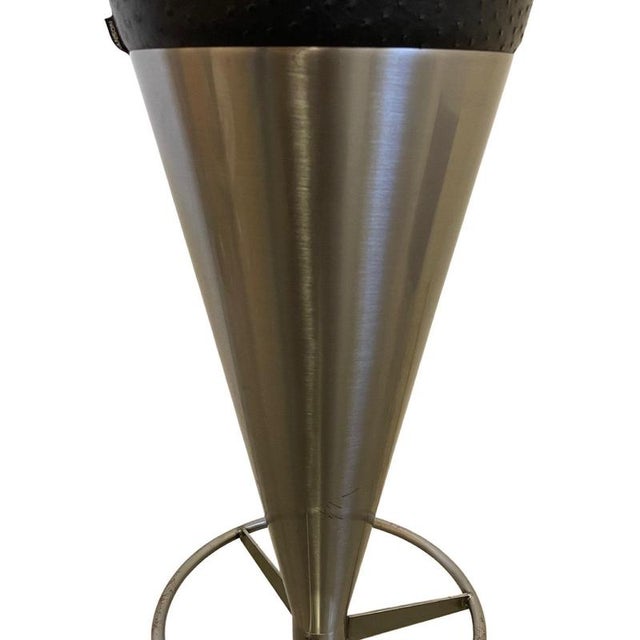 Industrial Stainless Steel Bar Stool with Leather Seat by Leo Thafvelin Johanson, Sweden For Sale - Image 3 of 9