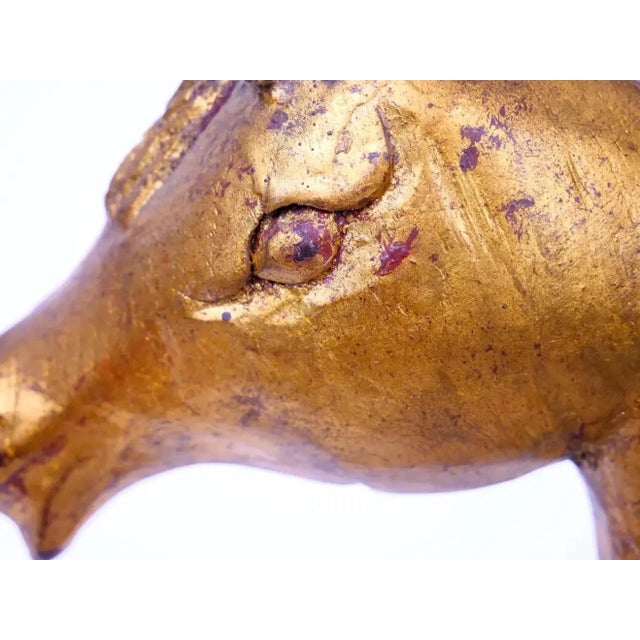 Gold Hand Carved Gilt Gold / Wood Base Decorative Horse Sculpture For Sale - Image 8 of 13