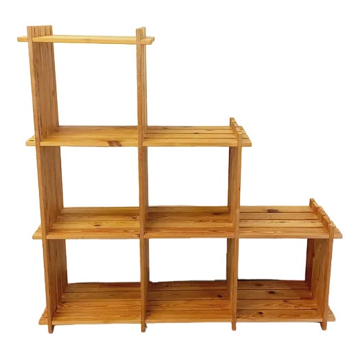 Pine Staircase Bookshelf in the style of Maison Regain, 1980s For Sale