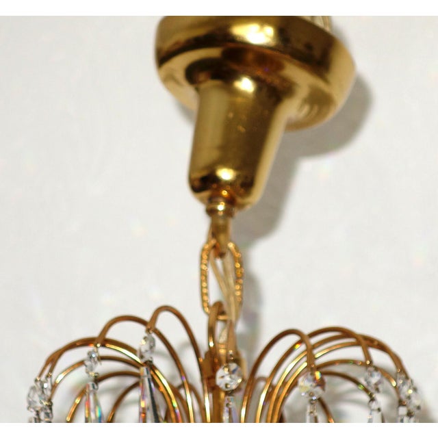 1950s Brass Lead Crystal Nine-Light Chandelier from Palwa, 1950s For Sale - Image 5 of 13