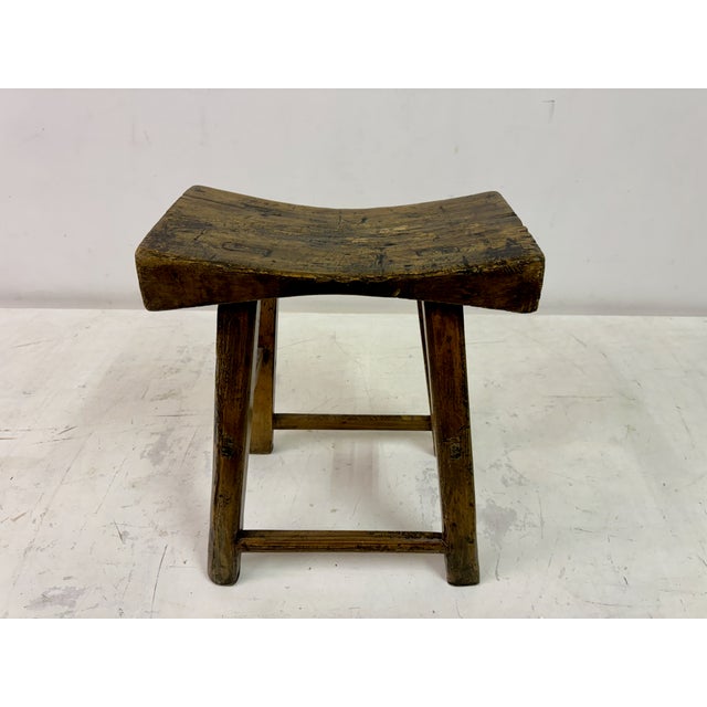 Antique Rustic Elm Stool For Sale - Image 12 of 14