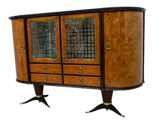 Italian Mahogany and Burr Walnut Sideboard / Bar from La Permanente Mobili Cantù, 1950s