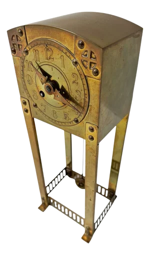 Arts & Crafts Patinated Brass Mantel Clock by Sneltjes Haarlem, 1905