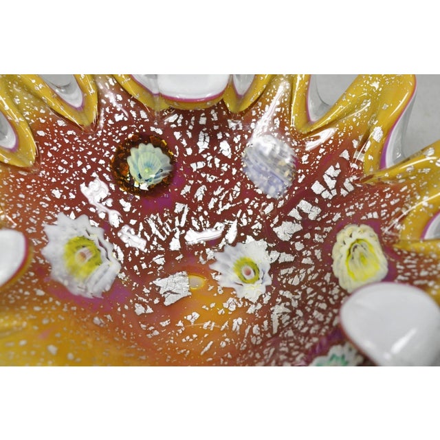 Murano Vintage Murano Italian Art Glass Millefiori Clam Shell Candy Dish Bowl (A) For Sale - Image 4 of 13