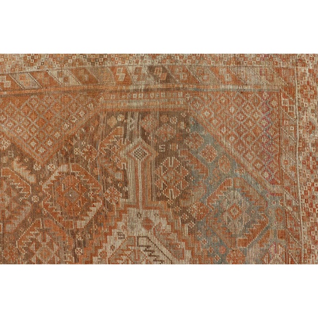 Orange Antique Distressed Persian Shiraz Rug in Shades of Soft Orange, Lt. Brown, Gray 5'6 X 8'6 For Sale - Image 8 of 13