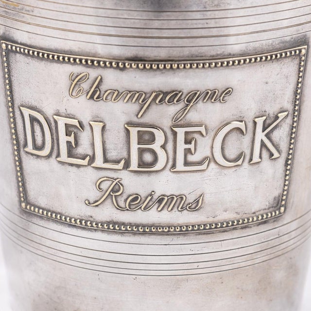 Vintage French Silver Plated Delbeck Reims Champagne Cooler, 1930 For Sale - Image 6 of 13