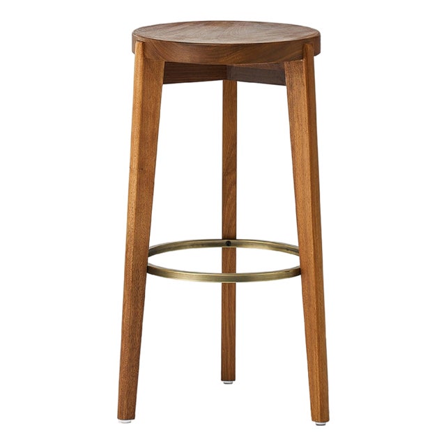Ambrose 26" Stool with Brass Ring Footrest For Sale