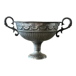 Early 20th Century Wine Pedestal Bowl With Bows & Ornate Handles For Sale
