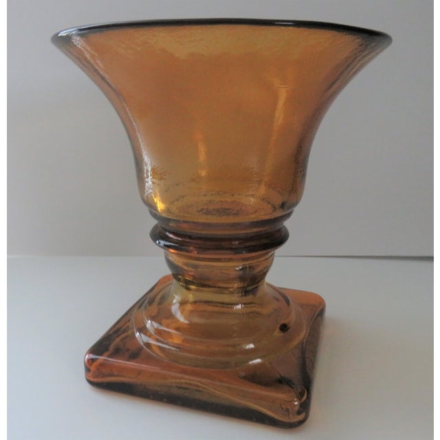 Amber Pedestal Candle Holder Vidrios San Miguel Recycled Glass Spain Hollywood Regency Excellent condition. This is a...