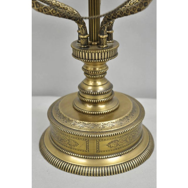 Vintage French Regency Style Brass Swans Candelabra Table Lamps - A Pair For Sale In Philadelphia - Image 6 of 12