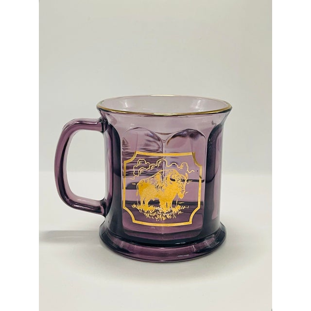 Contemporary 1970’s Culver Beveled Amethyst Glass Mug For Sale - Image 3 of 11