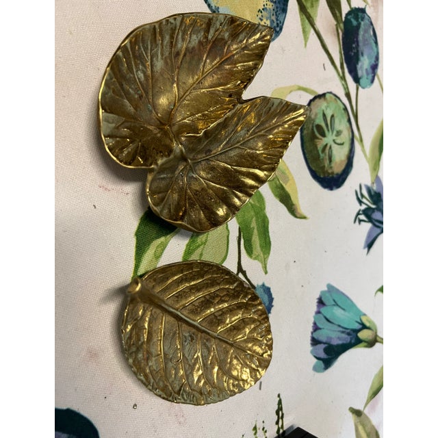 Mid-Century Modern 1970s Solid Brass Leaf Trays Catchall- Set of 2 For Sale - Image 3 of 6