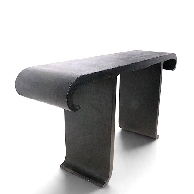 Late 20th Century Chic Chinese Style Grass Cloth Alter Console Table c.1970’s For Sale - Image 5 of 18