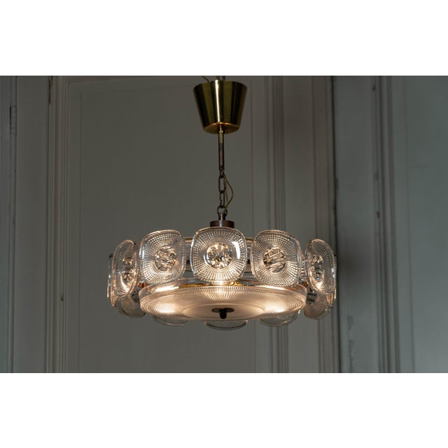 Glass Veneta Chandelier by Kjell Blomberg for Gullaskruf, Sweden, 1960s For Sale - Image 3 of 7