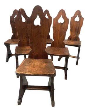 Brutalist Wood Chairs, 20th Century, Set of 6