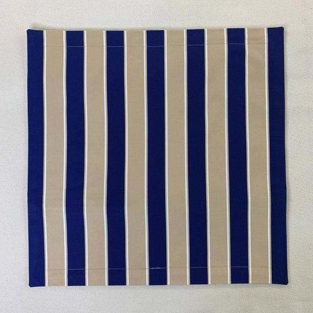 Designer Vicki Payne Free Spirit Cream Navy Taupe Stripe Pillow Covers- Set of 2 For Sale - Image 4 of 9