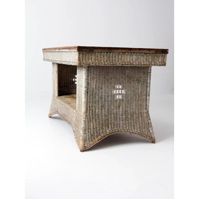 Antique Wicker Library Table For Sale - Image 9 of 10