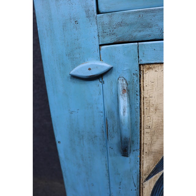 Country Painted Milk Cupboard With Blue Birds For Sale - Image 14 of 16