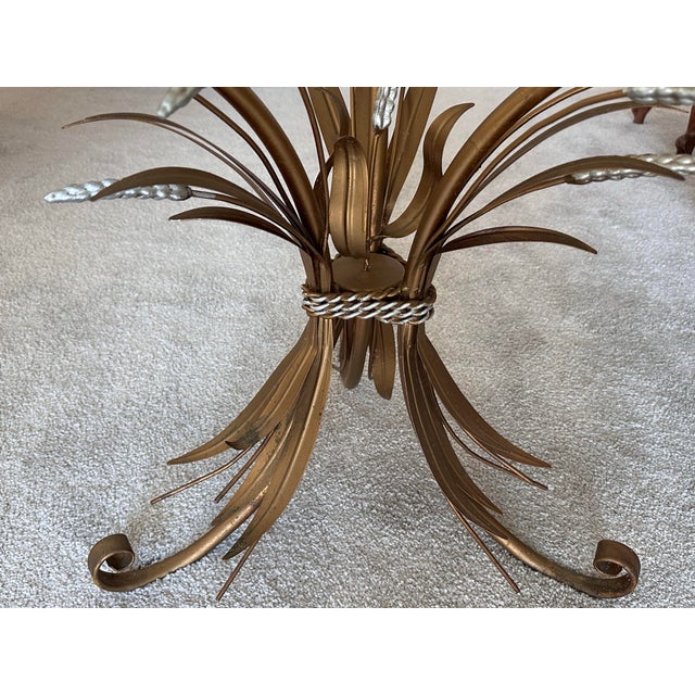 Coco Chanel 1970's Coco Chanel Style Sheaf of Wheat Metal and Glass Side Table, Drinks Table For Sale - Image 4 of 10
