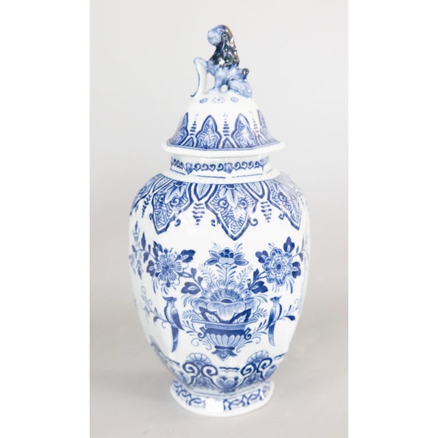 Delft Antique Petite Dutch Delft Floral Garniture Vases - Set of 3 For Sale - Image 4 of 9