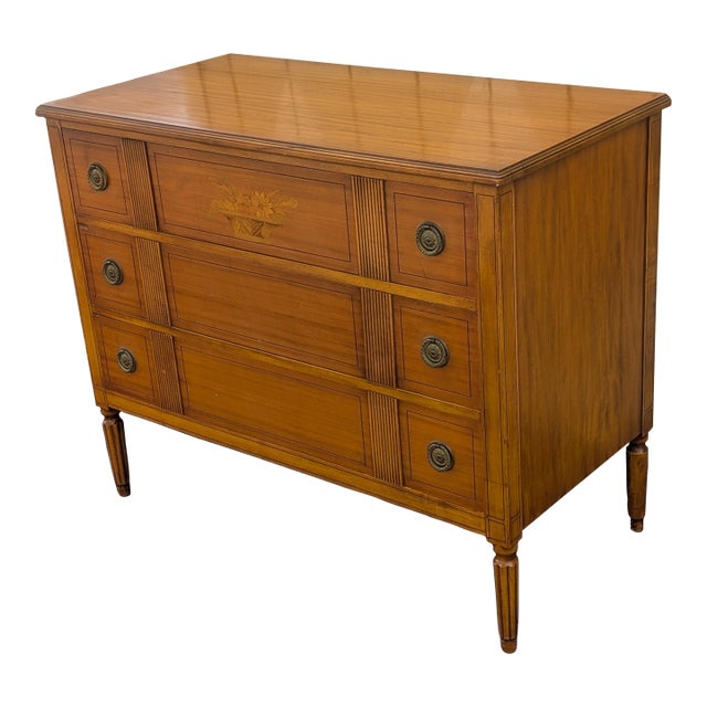 Vintage Hepplewhite Mahogany Commode Chest of Drawers With Stenciling For Sale