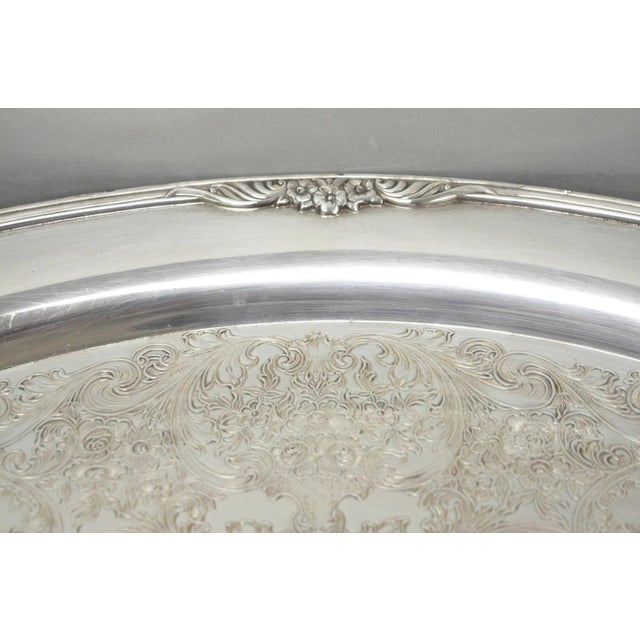 1847 Rogers Bros Eternally Yours Silver Plated Oval Serving Platter Butlers Tray For Sale In Philadelphia - Image 6 of 14