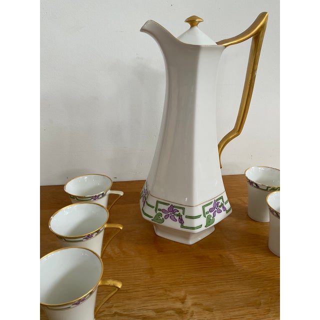 Limoges, France 1960s Raynaud (Raynaud & Co.) Limoges Chocolate/Coffee Set - 7 Piece For Sale - Image 4 of 17