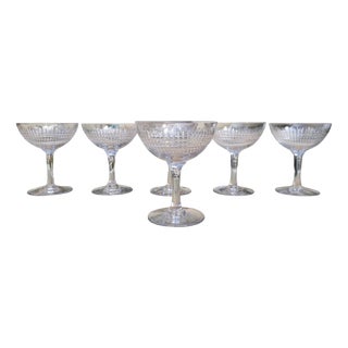 Antique Crystal Champagne Glasses with Nancy Pattern from Baccarat, 1890s, Set of 6 For Sale