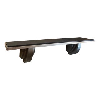 Vintage Art Deco Shelf in Silver-Plated Steel and Black Marble, 1980s For Sale