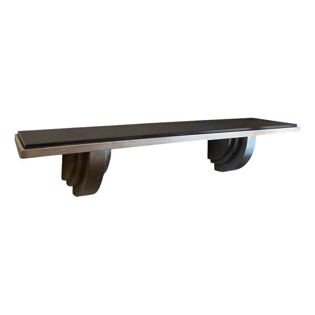 Vintage Art Deco Shelf in Silver-Plated Steel and Black Marble, 1980s For Sale