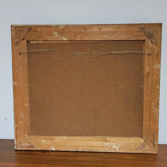 Mid 20th C Traditional Framed Oil on Board Haystacks Landscape Scene For Sale In Raleigh - Image 6 of 7