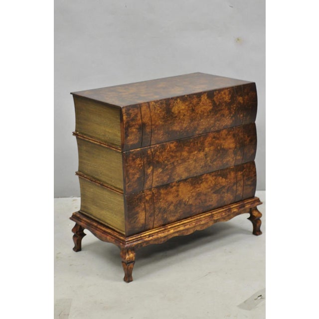 Decorator 3 Drawer Stacked Faux Book Form Italian Side Table W/ Oil Drop Finish For Sale - Image 13 of 13