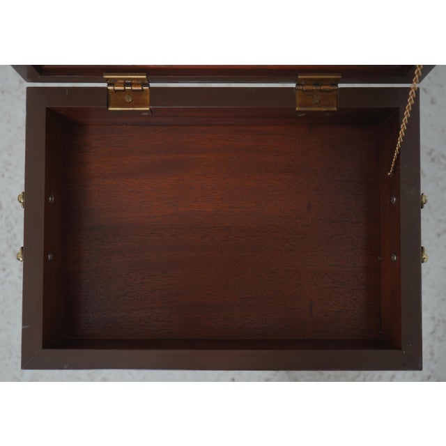 1990s Baker Inlaid Mahogany Flip Top Box Stand For Sale - Image 5 of 17