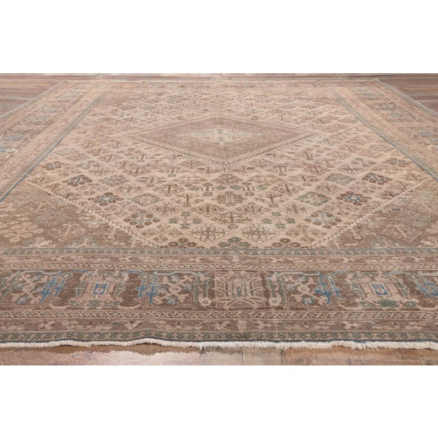 Tan Early 20th Century Distressed Faded Antique Persian Rug, 10'00 X 13'06 For Sale - Image 8 of 10