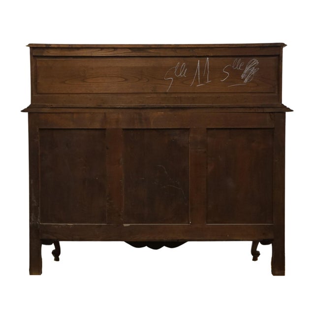 Vintage Antique Solid Walnut Louis XV French Provincial Style 66" Buffet Cabinet W. Glissant Top For Sale - Image 11 of 12