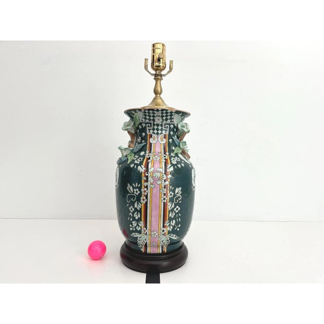 Dark Green 1970s Gucci Style Ceramic Jar Lamp by Bradburn Gallery & Shade For Sale - Image 8 of 18