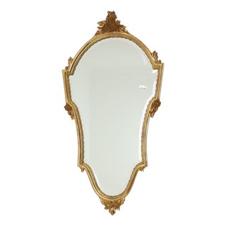 Louis XVI Classic Gold Crested Mirror from Deknudt, 1950s For Sale