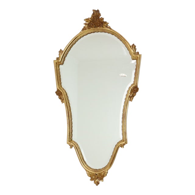 Louis XVI Classic Gold Crested Mirror from Deknudt, 1950s For Sale