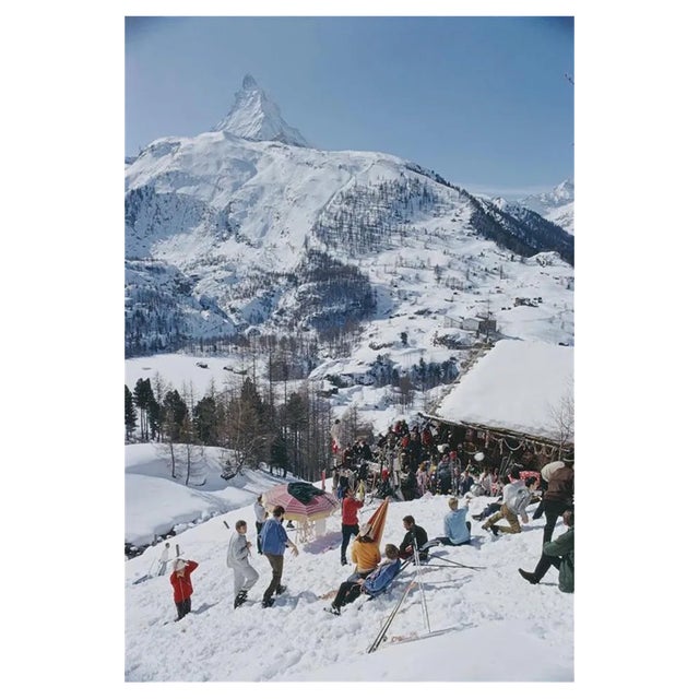Slim Aarons, Zermatt Skiing, Estate Stamped Photographic Print, 1968 / 2020s For Sale
