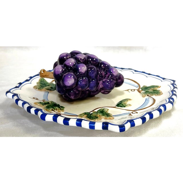Sweet vintage Bella Casa by Ganz decorative wall plate. It's completed in a majolica style with three dimensional fruit,...