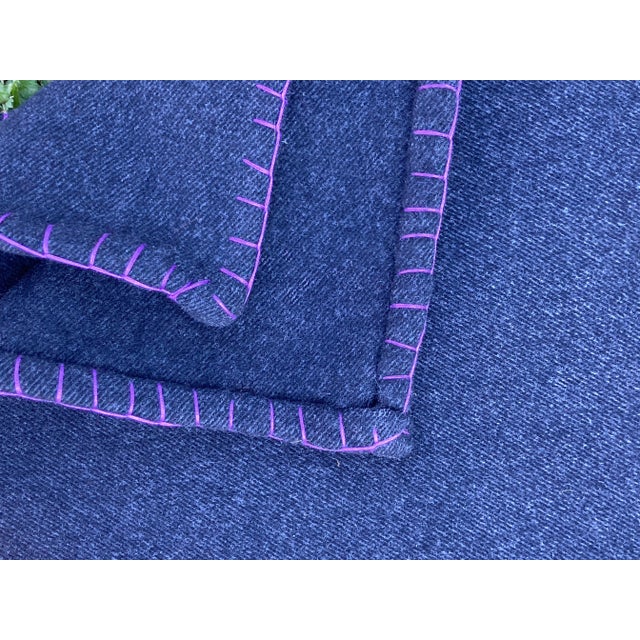Traditional Charcoal Cashmere Throw For Sale - Image 3 of 5
