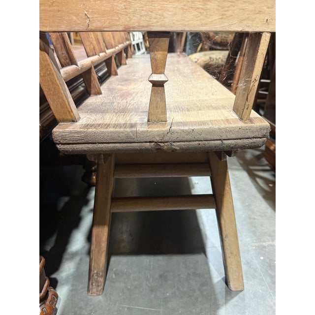 Vintage Rustic Chinoiserie Teak Bench W Two Drawers For Sale - Image 13 of 17