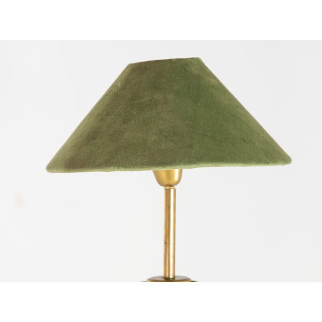 1980s Pair of Moss Green Velvet Floor Lamps, French Late 20th C. For Sale - Image 5 of 11